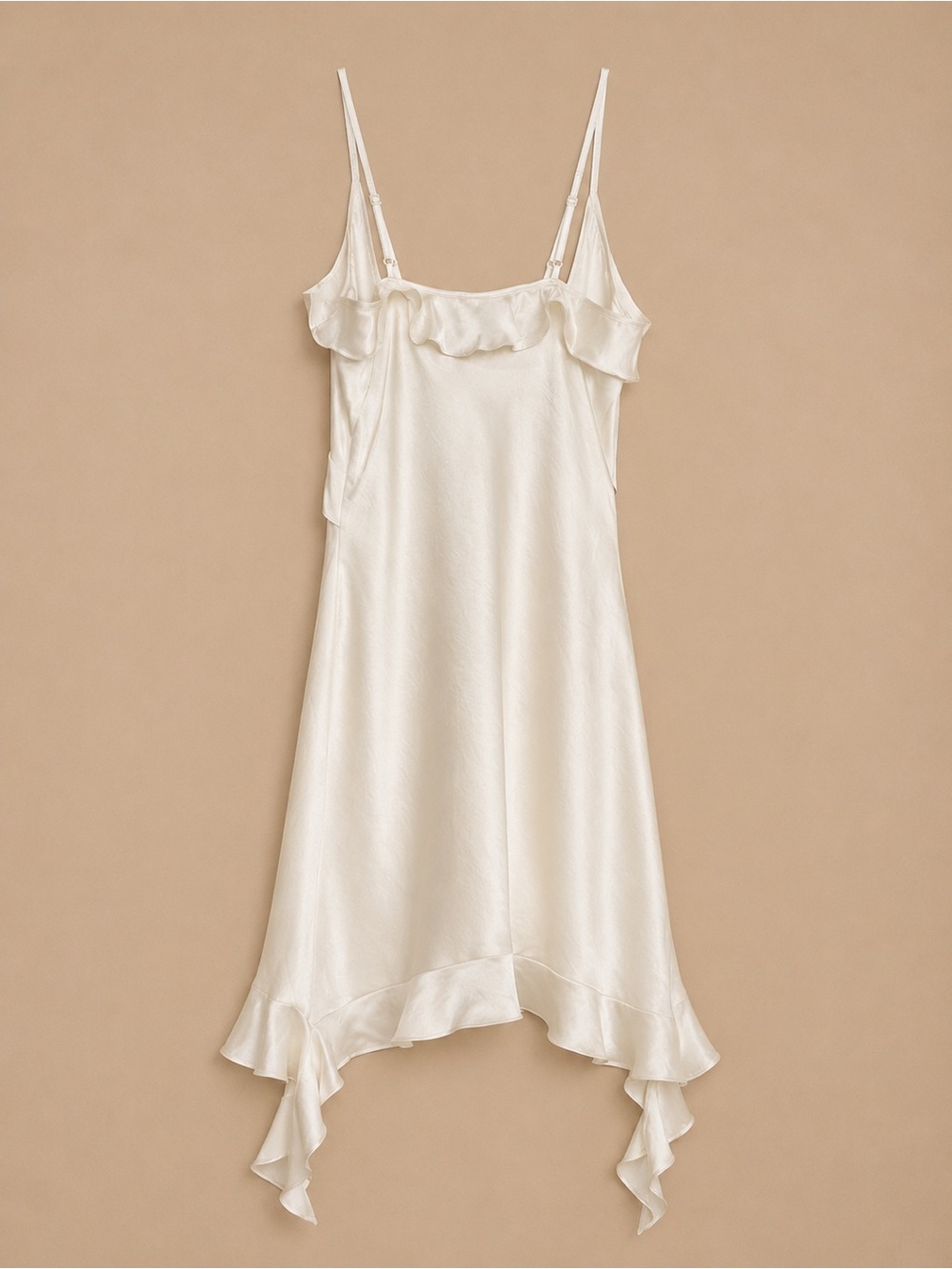 Wilfred by Aritzia Satin Ruffle Slip Dress – Ivory – Size Small - Picture 3 of 7